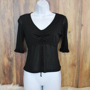 Heart Soul Women's Black Over the Cake 1/4 Sleeve Blouse M